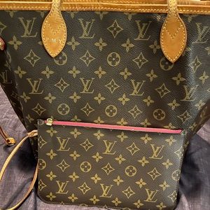 Louis Vuitton Neverfull Tote MM Brown Canvas Monogram 100% Authentic AR4166